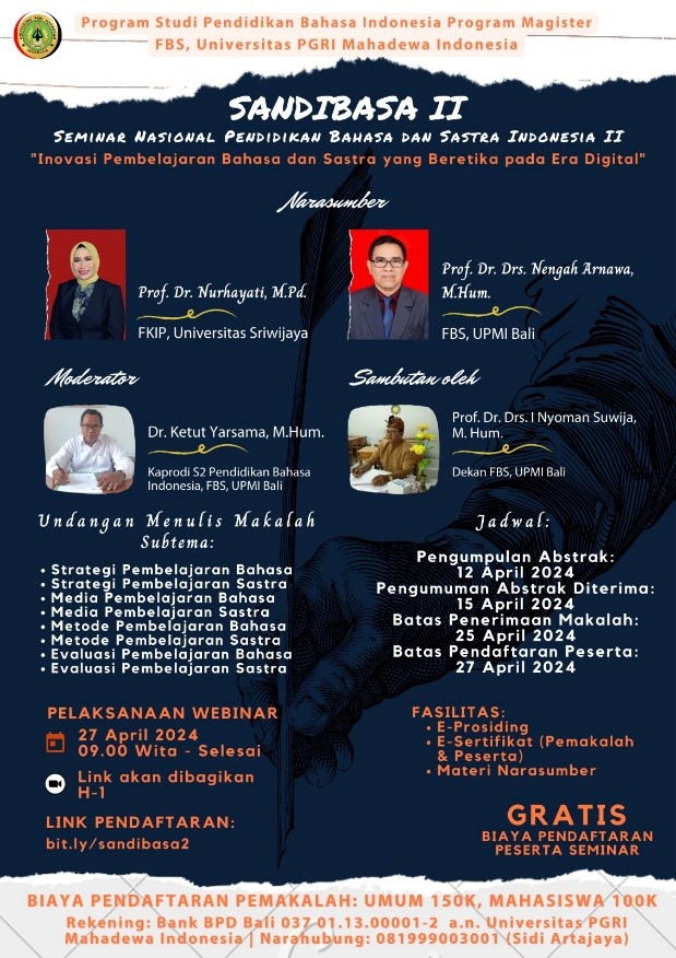 SANDIBASA II (SEMINAR NASIONAL PENDIDIKAN BAHASA DAN SASTRA INDONESIA)