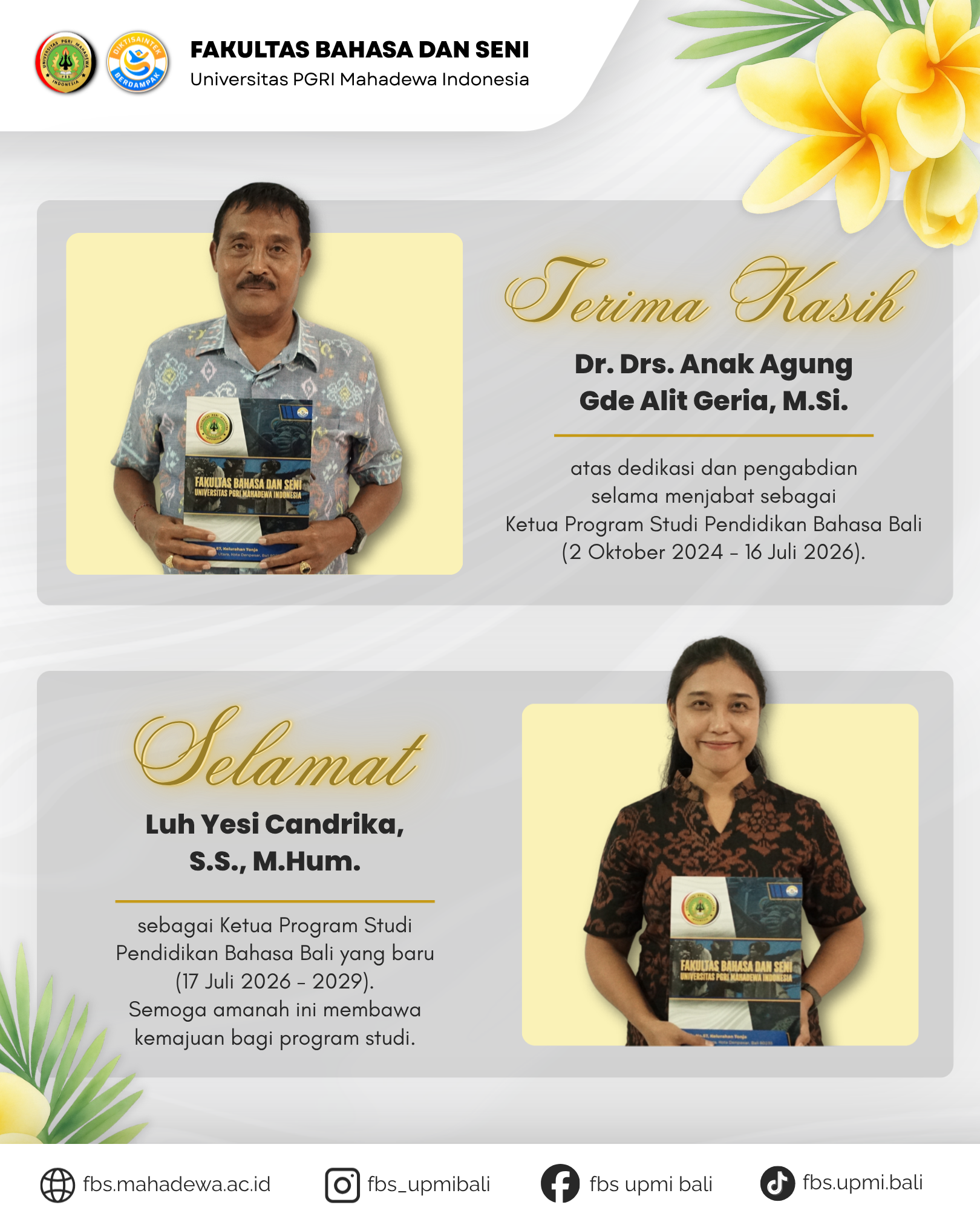 You are currently viewing Luh Yesi Candrika Gantikan AAG Alit Geria sebagai Kaprodi Pendidikan Bahasa Bali